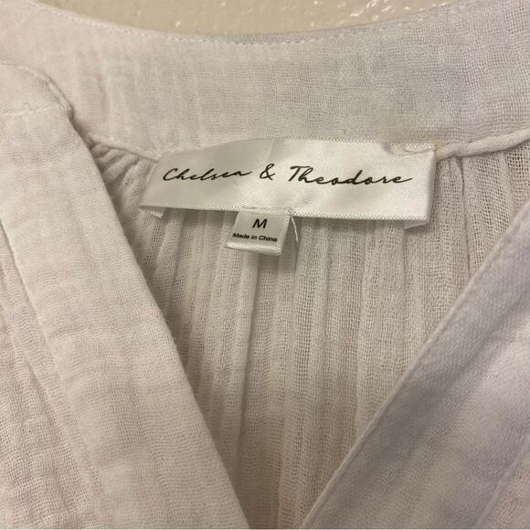 Chelsea & Theodore white cotton Gauze Blouse oversized tunic coverup top M - Picture 3 of 10